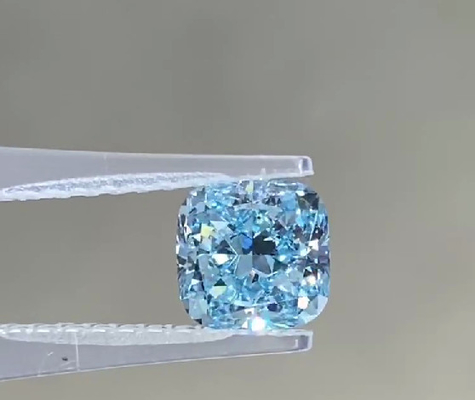سایز بزرگ CVD Lab Grown Blue Diamonds Fancy Vivid Synthetic 2.25 Ct Cushion Cut VS1