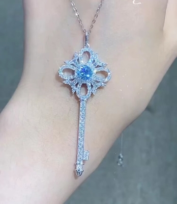 IGI آزمایشگاه رشد الماس جواهرات آبی دور 18k طلایی سفید نامزدی 1.05 قیراط