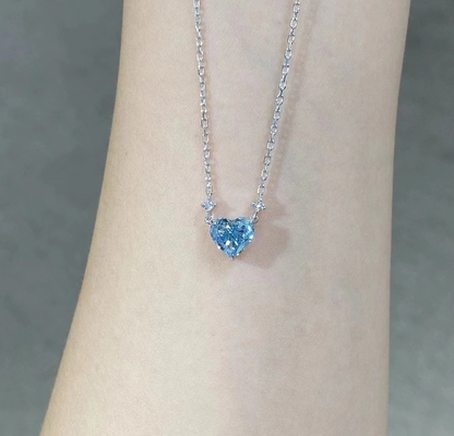 1.51ct لابراتوار الماس جواهرات سنتيک Cvd قلبه آبي برش قلبه 18k طلاي سفيد