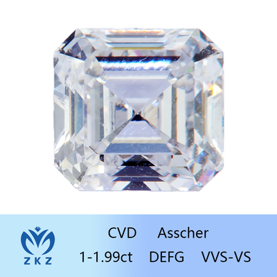 شکل مربع مصنوعی 1ct محدوده CVD Asscher برش آزمایشگاه رشد الماس بی رنگ
