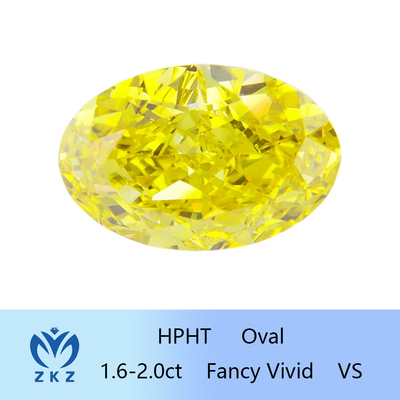 برش بیضی شکل HPHT Synthetic Yellow Diamonds Fancy Vivid 1.6ct تا 2.0ct