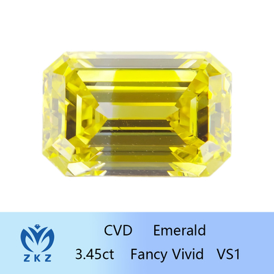 Loose HPHT Lab Created Yellow Diamond Emerald Cut دارای گواهینامه IGI